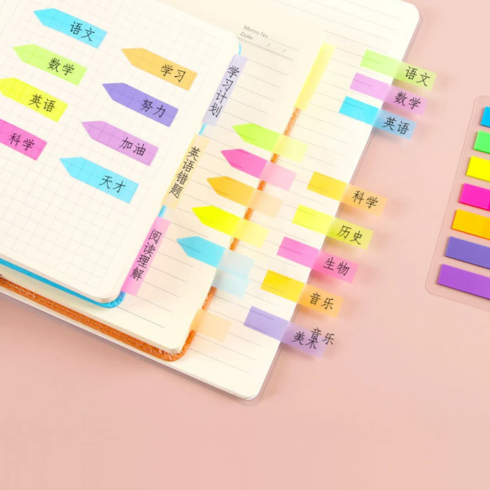 

12 set Fluorescent Sticky Tabs Index Stickers 12 Sets PET Material Bookmarks Page Markers Annotation Tabs School Office Supplies