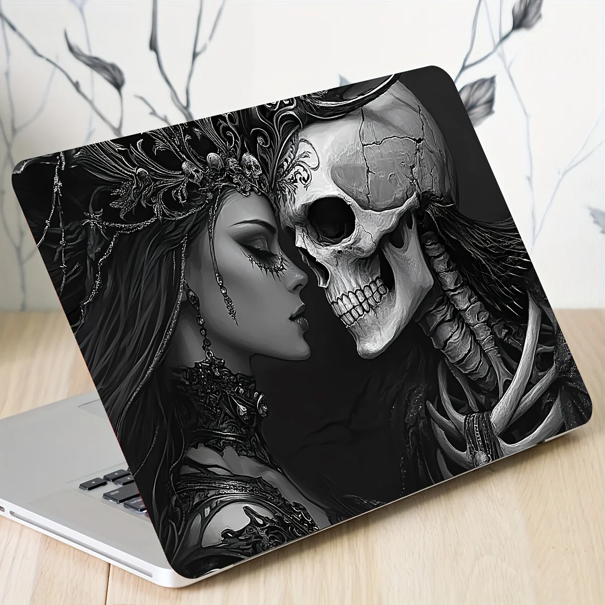 2PCS Gothic Beauty and Skeleton Vinyl Stickers Waterproof Scratch Resistant Laptop and Laptop Skin Self Adhesive Stickers