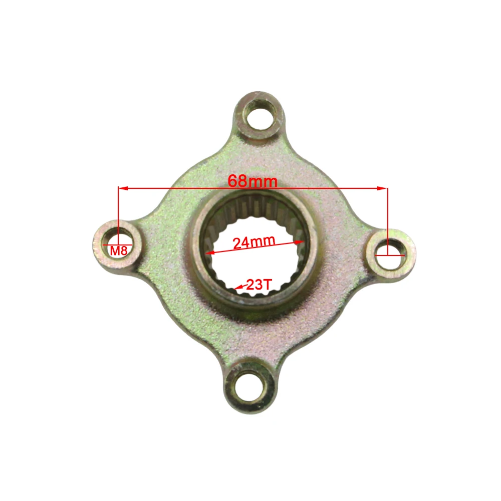 68mm*4 Stud Brake Disc Hub Rotor 23T Spline Rear Sprocket Mounting Adapter for 50cc-110cc ATV Quad Buggy Go Kart Drive Axle