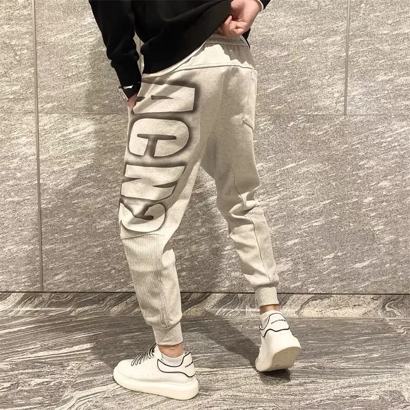 Trousers Jogger Track Grey Print Man Sweat Pants Athletic Sport Men\'s Sweatpants New Items In Fashion Harajuku Korean Style Y2k