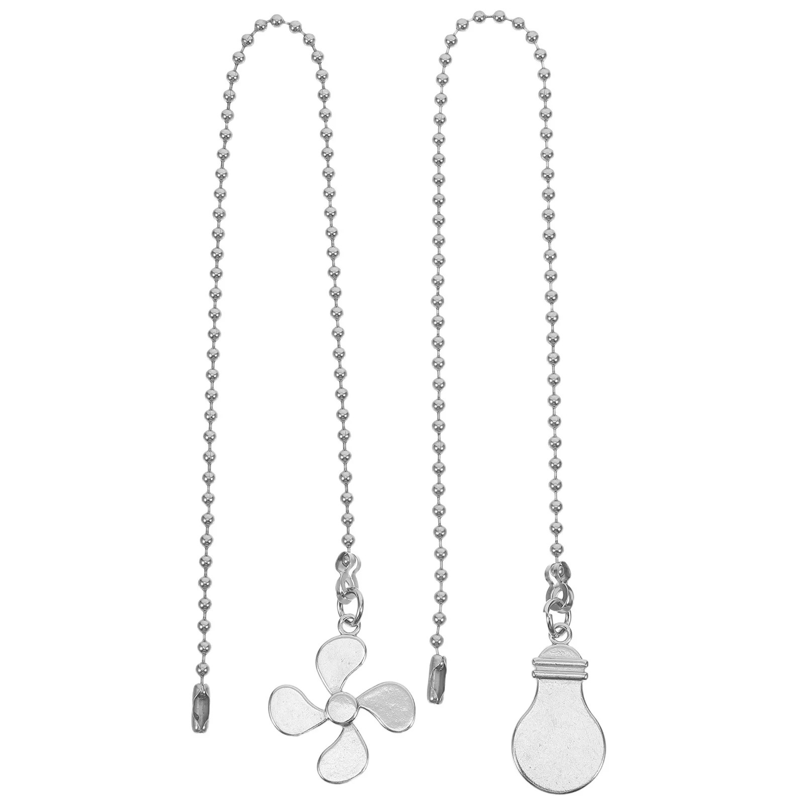 

2pcs Ceiling Fan Pull Chain Kit Vintage Fan Pendant Decorative Pull Extender For Pendant Lights Durable Chain Ornament Silver