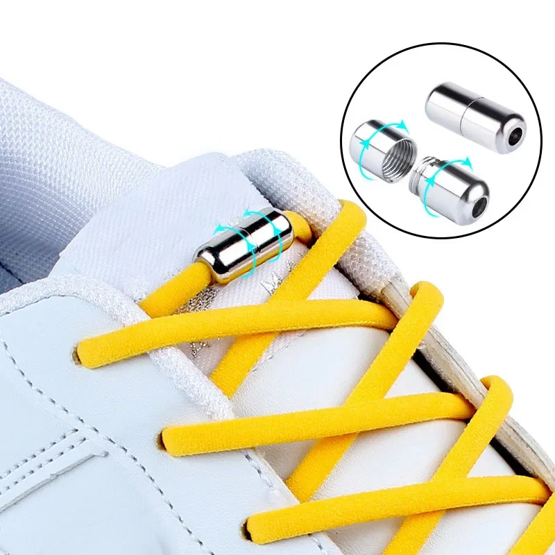 Kids Adult Semicircle Shoelaces Quick Lazy Capsule Buckle Laces Elastic No Tie Shoelaces for Sneakers Metal Lock Shoestrings