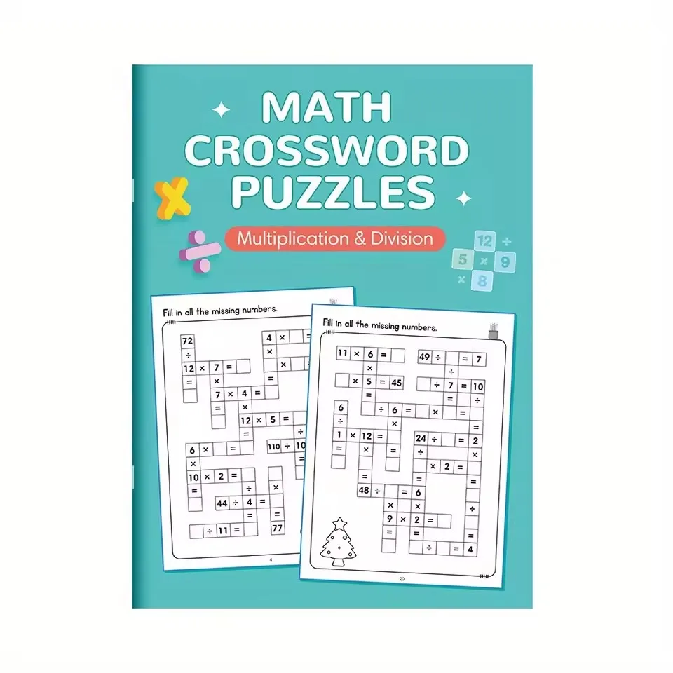 Kids Math Crossword Puzzles 5‑8, Add Subtract Multiply Divide Criss‑Cross Montessori Workbook