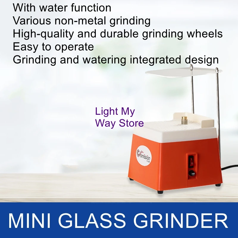 Mini glass grinder national standard diamond grinding table diy tools automatic water with bracket