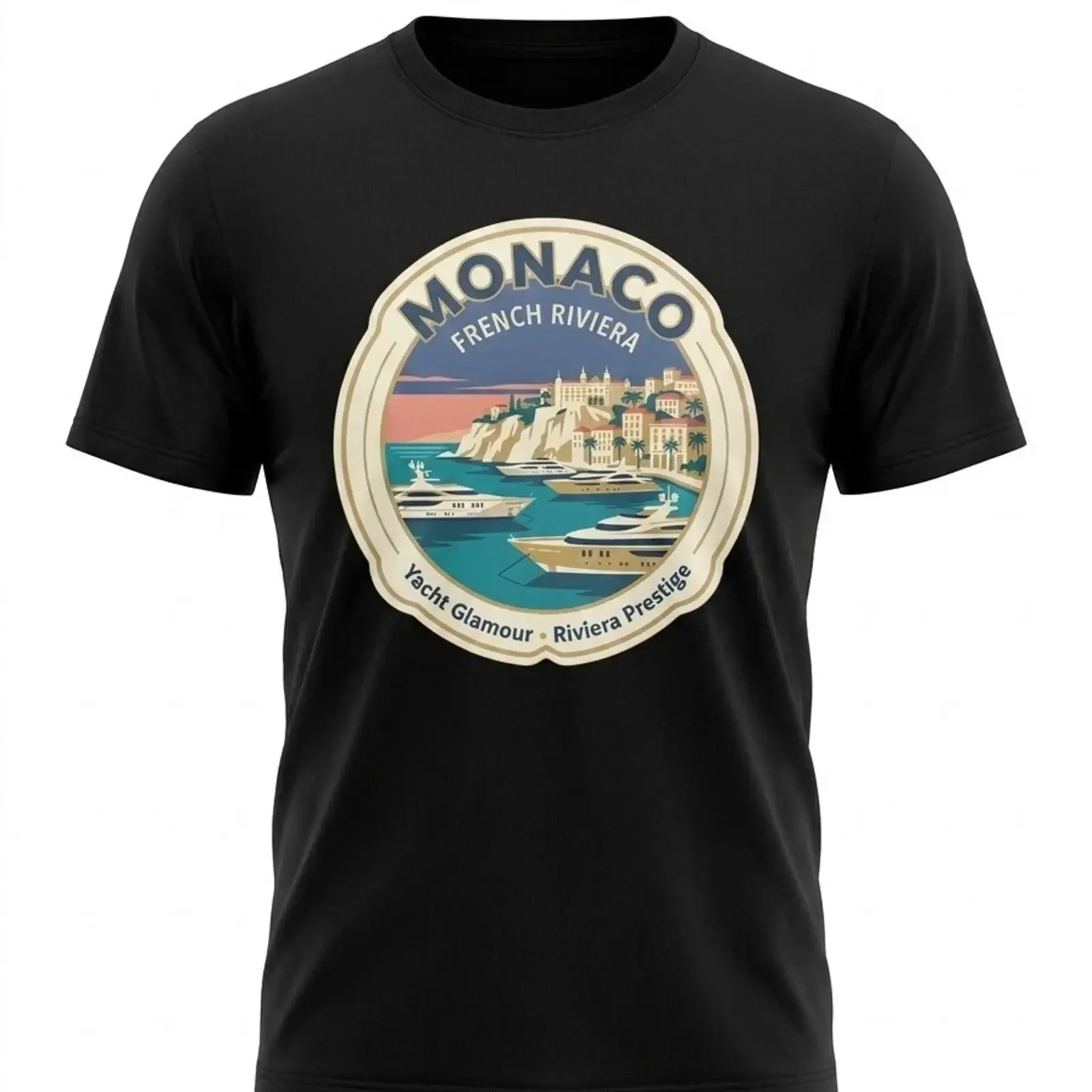 Monaco Riviera Yacht Luxury T Shirt Travel vintage Washed Casual Comfortable Slightly graphic Versatile Soft designer clothes
