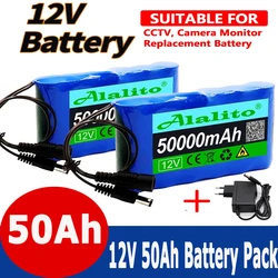 NEW Portable Super 12V 50Ah Rechargeable Lithium Ion Battery Pack Capacity DC 12.6v 30Ah CCTV Cam Monitor Xenon lamp + Charger