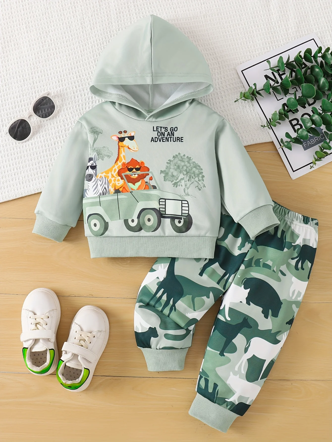 Jungle Adventure Animal Print Hoodie & Animal Camo Pants - Kids Fun Outdoor 2-Piece Set