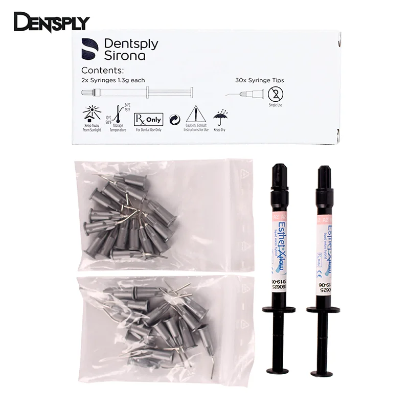 

Dentsply Flowable Resin Esthet-X flow, 2 Pieces Per Pack, 1.3g Per Piece, Shade A2/A3, With 30 Delivery Tips Dental Consumables