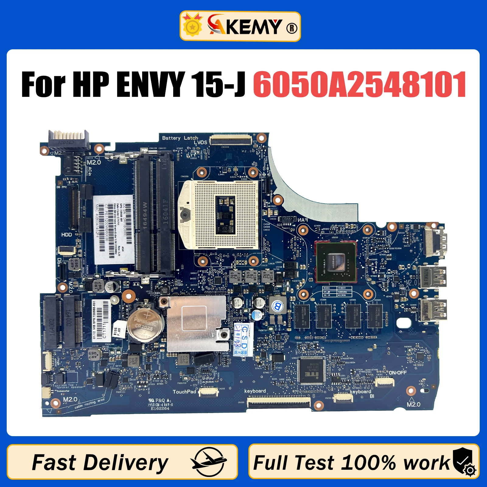 

AKEMY For HP ENVY 15-J 6050A2548101 746447-501 SR17D DDR3L Notebook Motherboard Mainboard full test 100% work