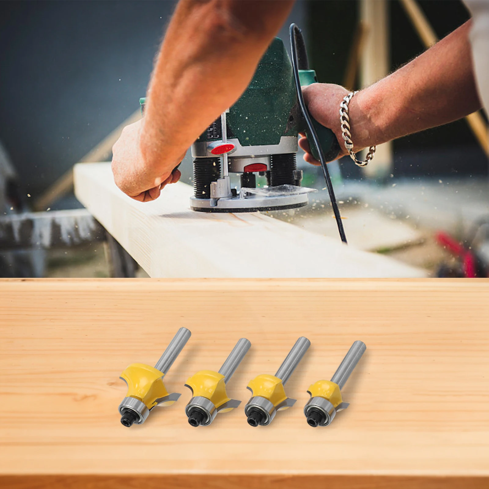 

Edging Tool Router Bit 4PCS Set Anti Kickback Design Enclosed Bearing Heat Resistant Coating For Drawer Making