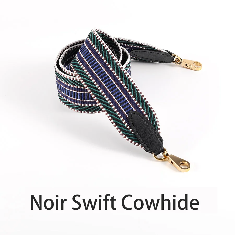 Hand-Stitched Cowhide Leather 5cm Wide Woven Canvas Shoulder Strap Bag Strap For Kelly Bag