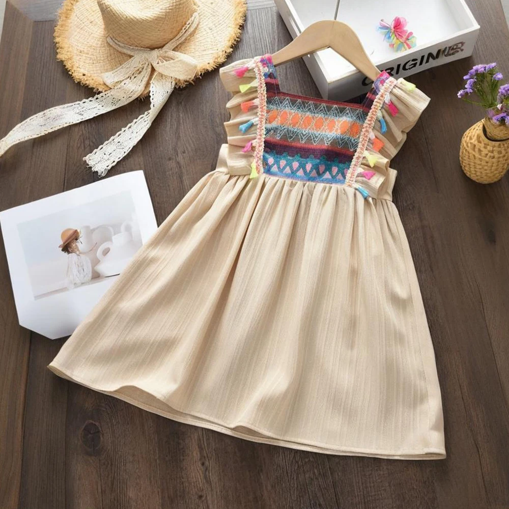 Bear Leader 2026 New Khaki Casual Dresses on Clearance Sale of Girls Pocket Kids Dress Summer Daily Children's Dress