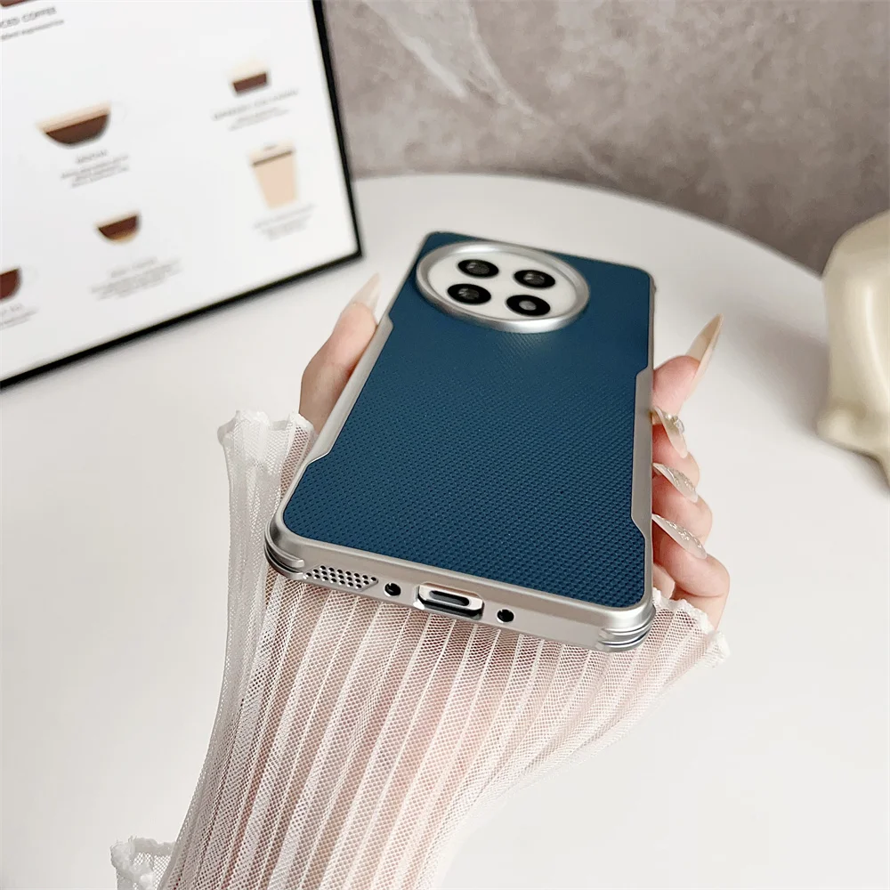 حافظة لهاتف Oneplus 13 أنيقة وبسيطة ذات نسيج ماسي وغطاء جلدي صديق للبشرة لهاتف Oneplus13 ممتص للصدمات Funda