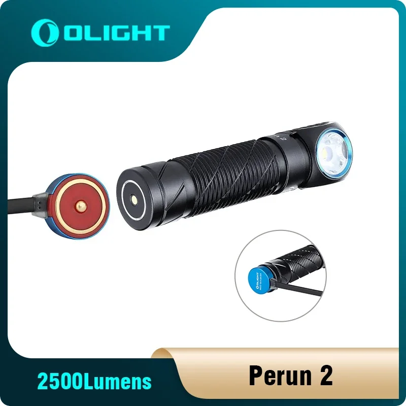 Olight Perun 2 Right-angle Headlamp 2500 Lumens Headlight LED Torch Multi-Functional MCC3 Magnetic Rechargeable Lamp Flashlights