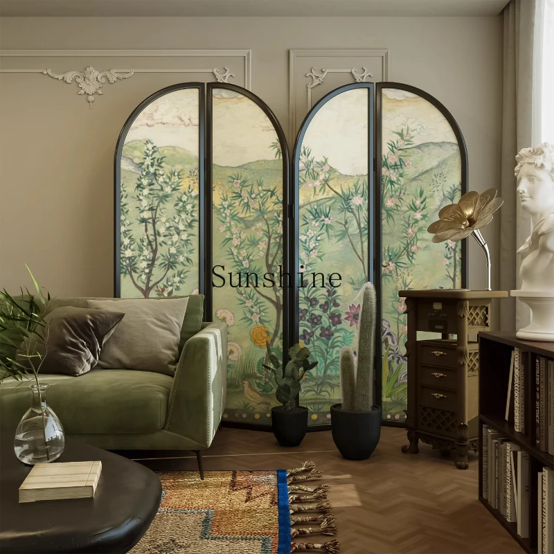 

French screen partition living room home sofa home background movable folding screen