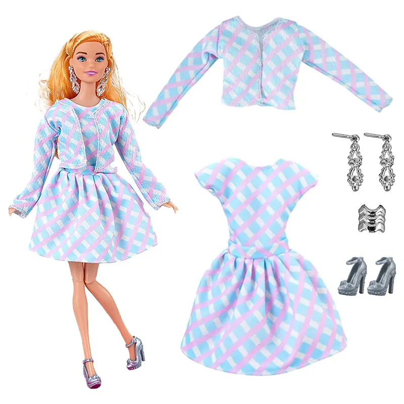 Barbie Doll Roupas para Meninas, Moda Outfit, Blusas, Casaco De Pelúcia, Acessórios, Brinquedos De Presente, 30cm