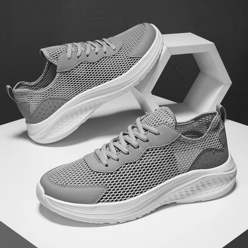 

Мужская обувь, дышащая новая повседневная обувь с сеткой, мужские кроссовки, легкие дышащие прогулочные теннисные туфли, Zapatillas Hombre, размер 39-48