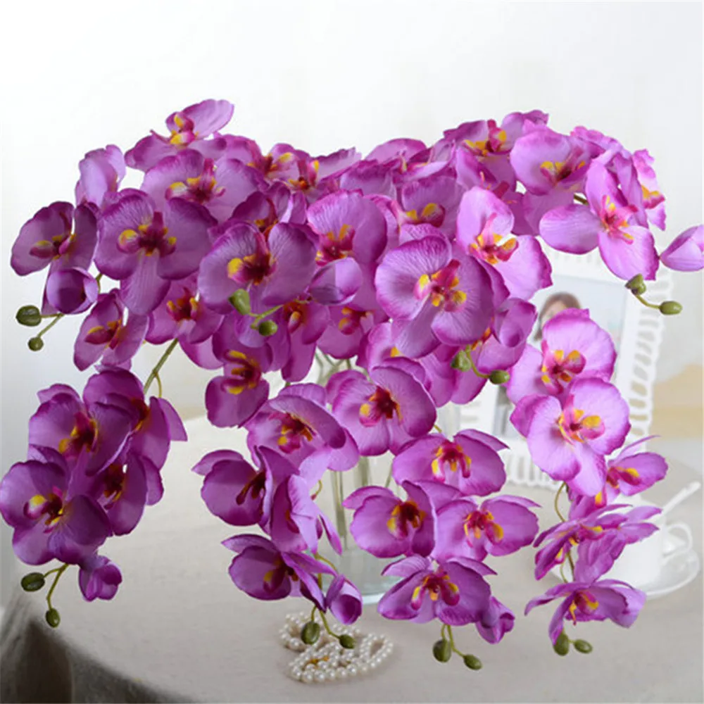 8-Heads Artificial Butterfly Orchid Flowers Moth Orchids Fake Flowers Home Decor Wedding Decor Accessories flores artificiales ﻿