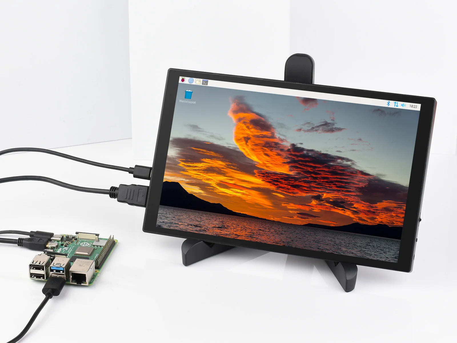 Waveshare 10.1HP-CAPLCD Monitor Capacitive Touch Display for Raspberry Pi 5/4B/3B+ Optical Bonding Toughened Glass Panel