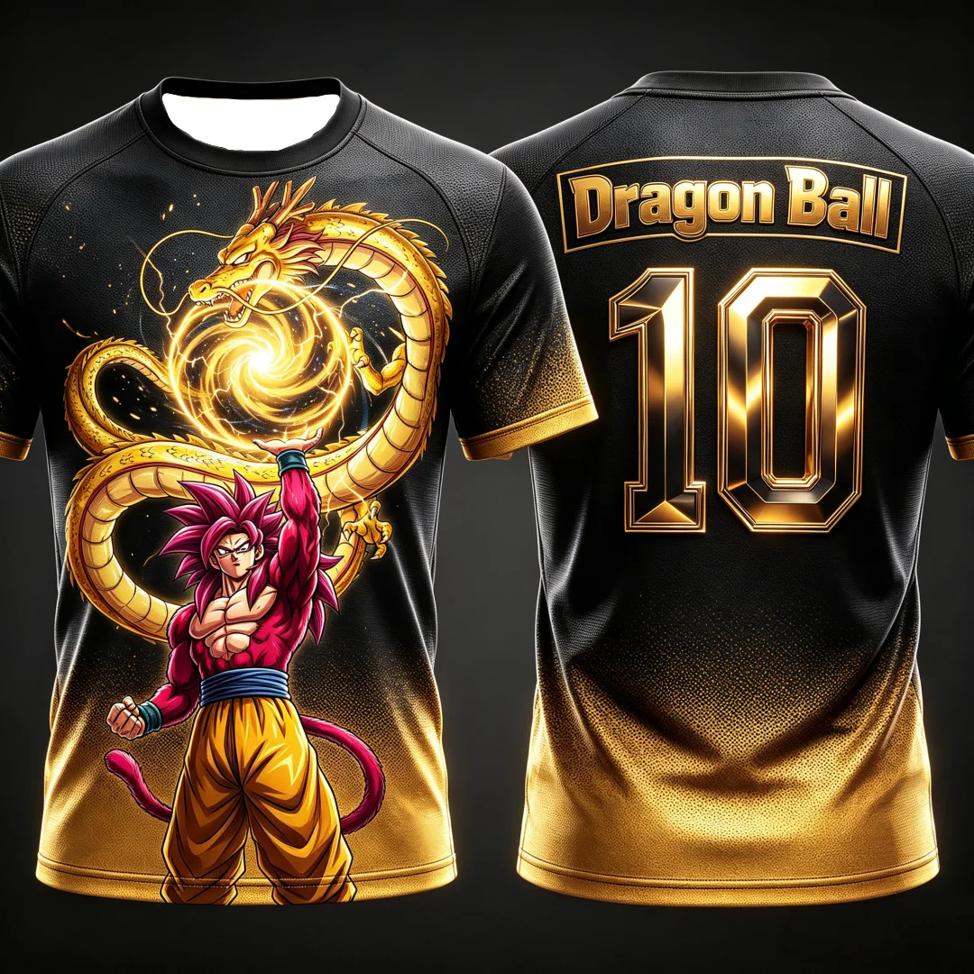2026 Dragon Ball Goku Super Saiyan 4 T-Shirt – Sommer-Sporttrikot für Papa & Kinder, Anime-Print-T-Shirt, Partnerlook für die Familie, Freizeit-Oberteile – Detail 4