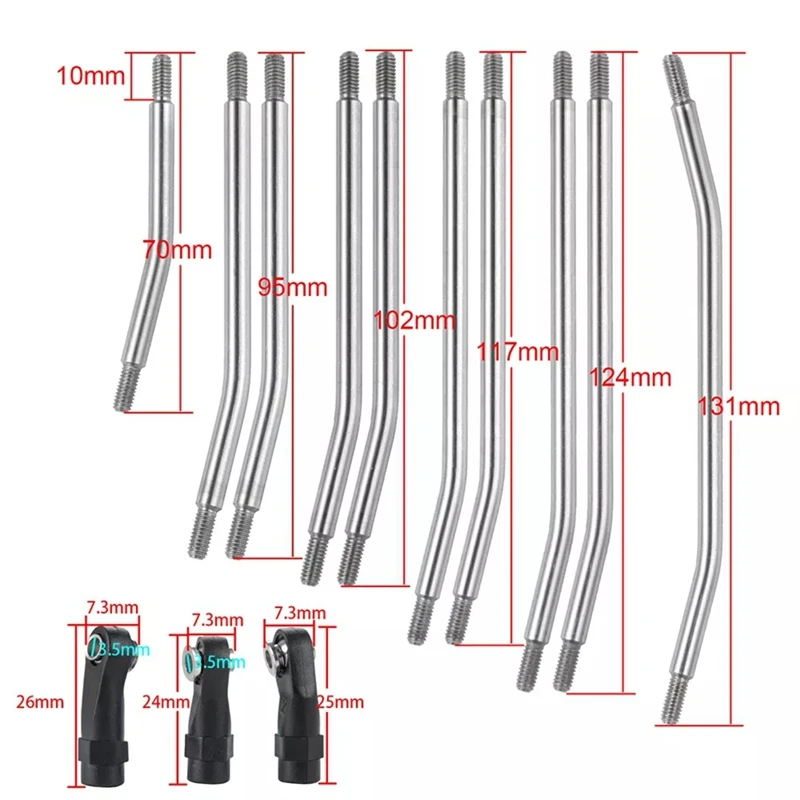 ชุดลิงค์เชื่อมต่อช่วงล่าง RC ขนาด 313 มม. พร้อมปลายก้านพลาสติก สำหรับรถบังคับวิทยุ 1/10 SCX10 II 90046 RC Crawler Car-SPMI