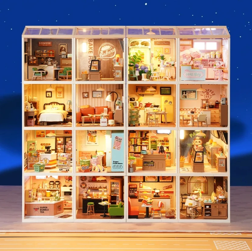 Super store DW series 3D Plastic Puzzle Toy Kit DIY Miniature House for gift