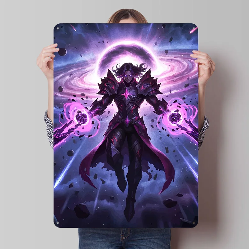 Dark Mage in Cosmic Battle Metal Poster Custom Wall Art Retro Vintage Tinplate Signs for Man Cave Gaming Decoration Room House