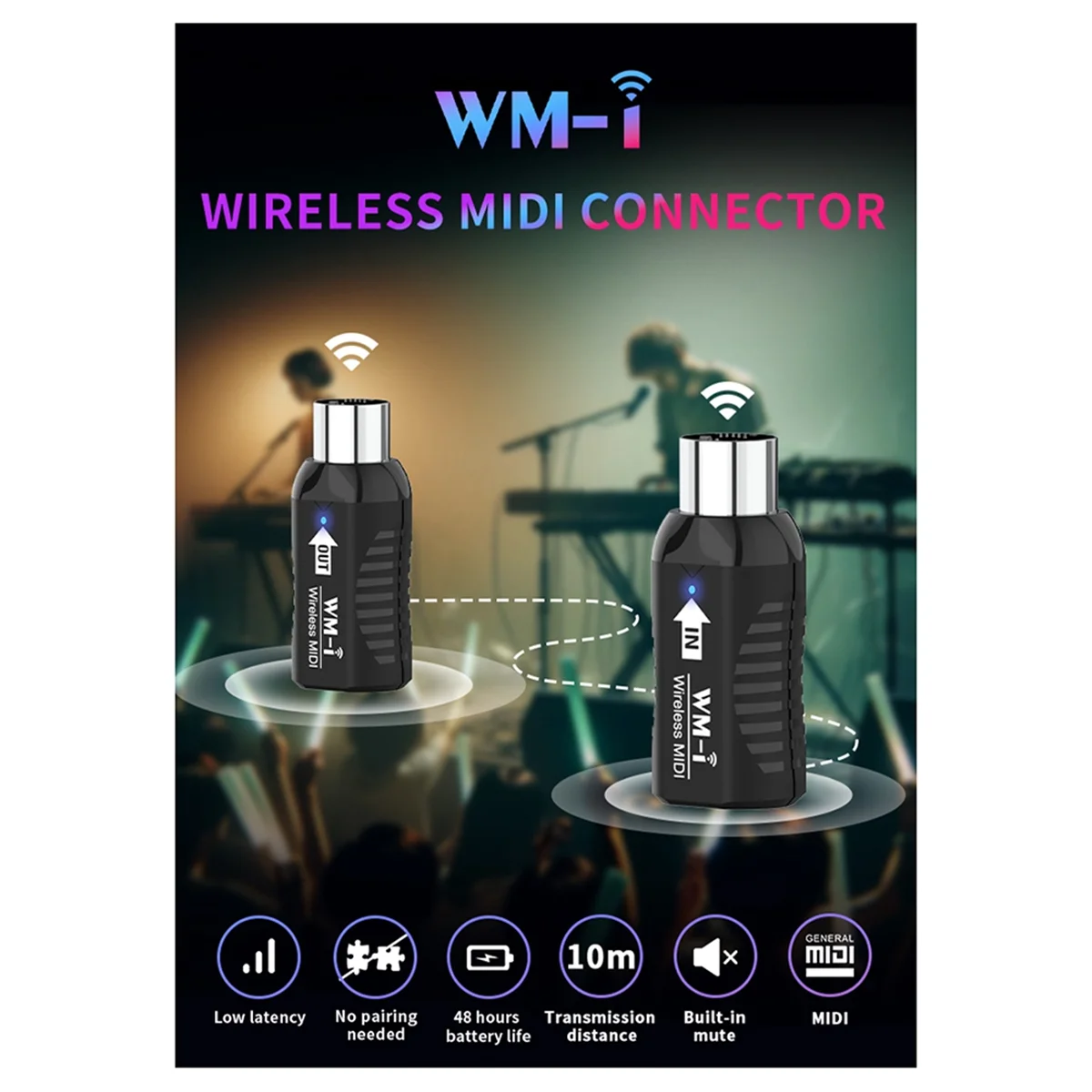 HOT Rechargeable Midi Wireless Guitar System Audio Receiver Transmitter Wireless Midi Adapter for Digital Piano Keyboard