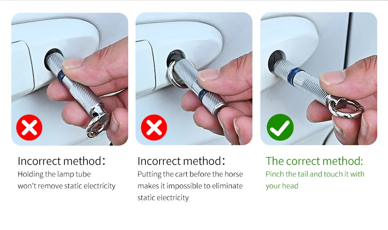 Statischer Stab, elektrostatischer Entlader, tragbarer antistatischer Schlüsselbund, Winter-Trockenklima-Statik-Eliminator, LED-Stromerkennung – Detail 6