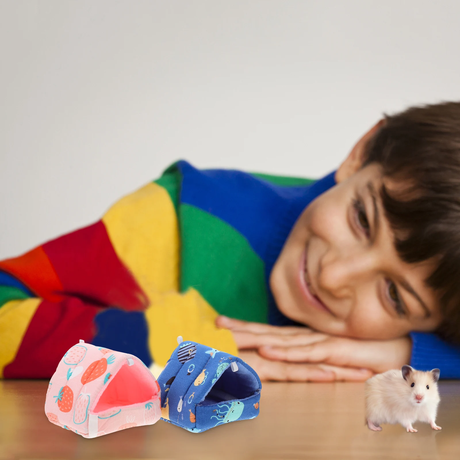 

2Pcs Cotton Hamster Nest Mini Pet Bed with Cozy Sleeping Area Secure Shelter for Chinchilla Squirrel Hedgehog Easy Storage Rest