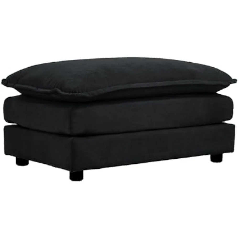 

Chenille Fabric Ottoman Footrest for Modular Sofa Combinations, Stylish Design, Black