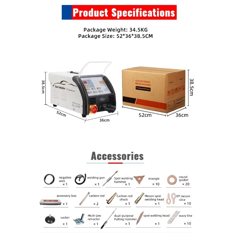 F12000S High Power Steel Auto Body Stud Welder Dent Puller Car Body Repair Machine Infinitely Adjustable Current