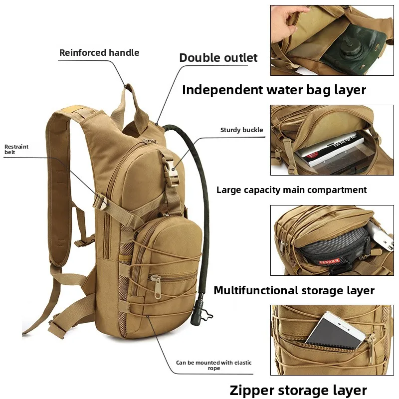 

Multifunctional Hydration Backpack, Outdoor Tactical Water Bag Rucksack for Hiking Cross-Country Running Cycling Mountaineering