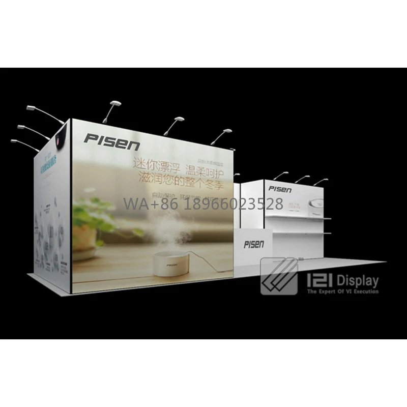 10x20 20x20 20x30 Cabina de exposición de perfil de aluminio grande Modular popular Exhibición de ferias comerciales con estante