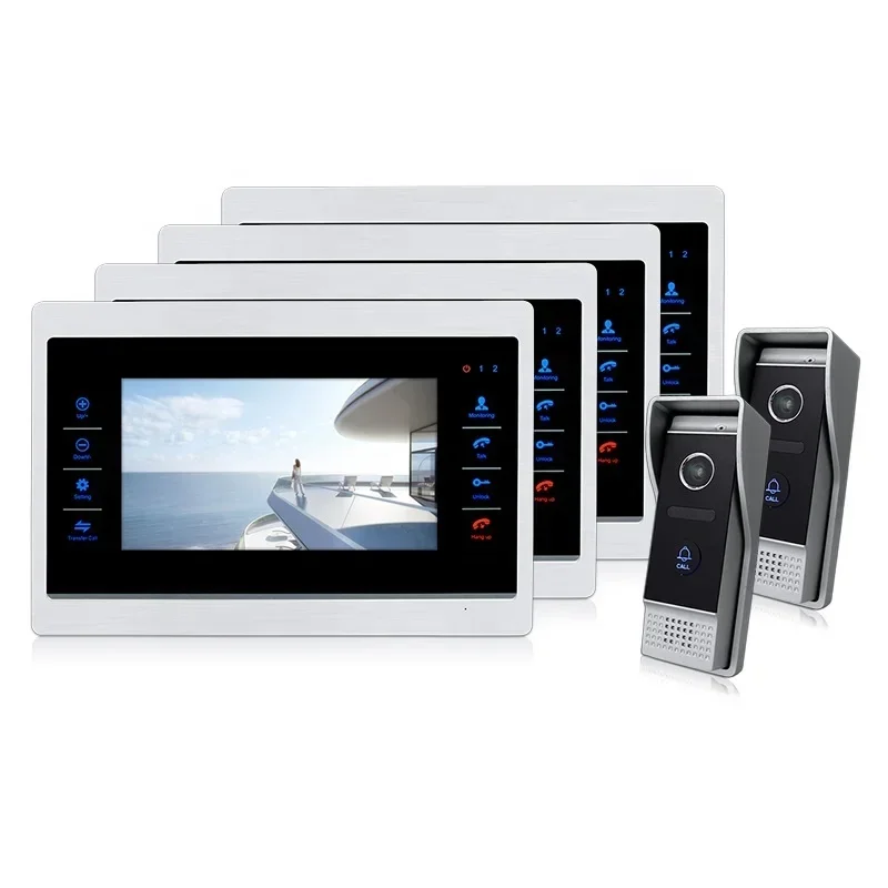 

Bcomtech 4 wired 7inch video door bel Intercom support IR Cut for better night vison