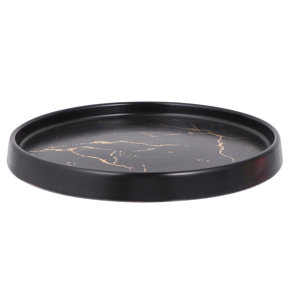 Marble Jewelry Dish Trinket Tray Round Wedding Ring Plate Ceramic Black Dessert