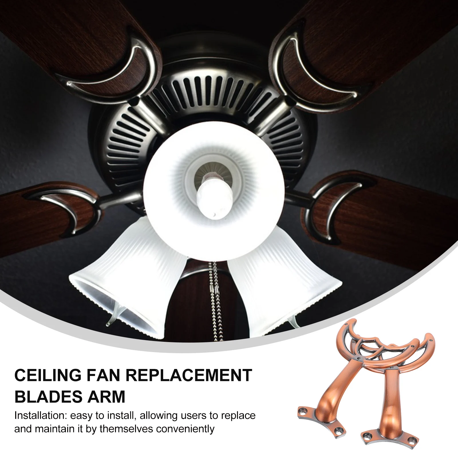 

2Pcs Fan Blade Support Rod Zinc Alloy Ceiling Fan Blade Arms Compatible Easy Replacement Repair Parts Bracket Mount