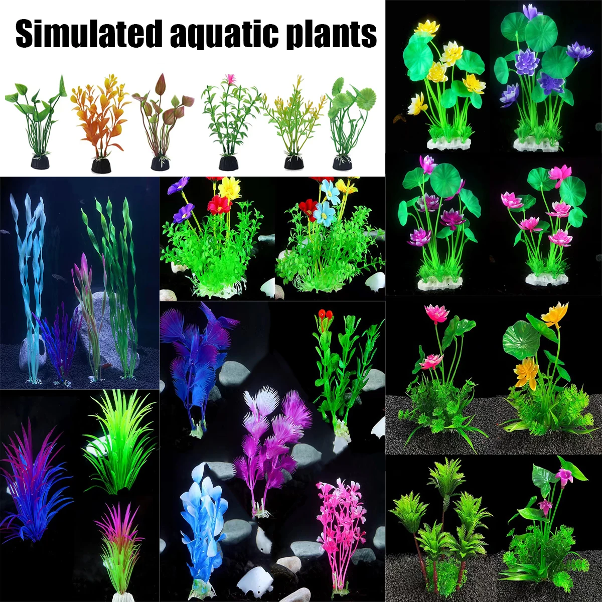 2/5/8 Random Artificial Seaweed Aquatic Plants, Suitable for Fish Tank Landscaping, Plastic Aquatic Plants