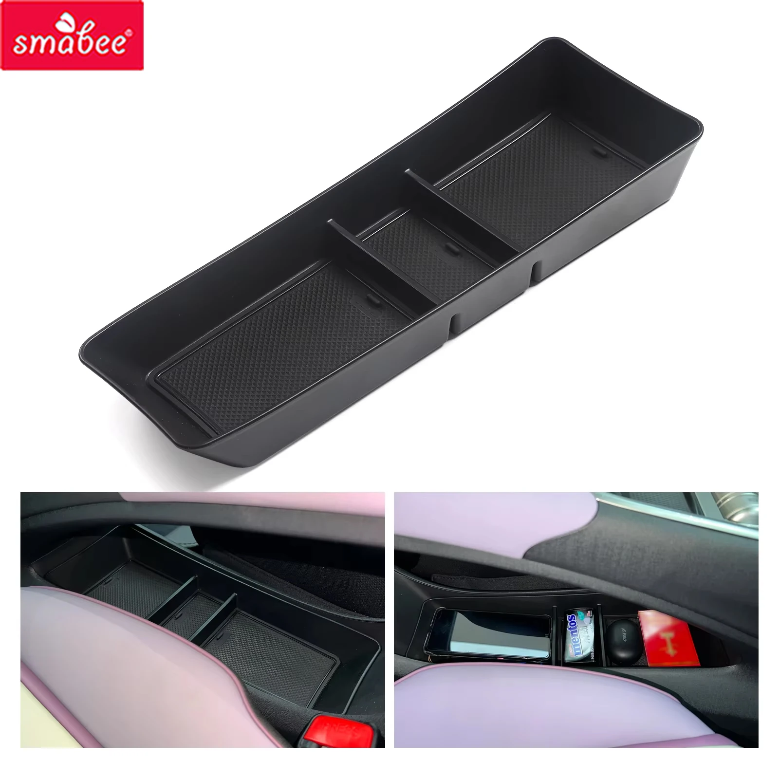 Smabee para BYD Dolphin 2021-2025: Caixa Organizadora Inferior do Console Central, Bandeja Central, Acessórios Internos Automotivos, Preto