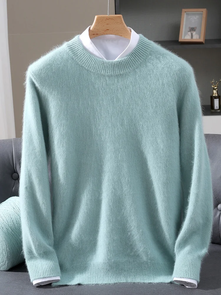 TLOML الخريف الشتاء الرجال 100% المنك سترة الكشمير المعنقة س الرقبة البلوز الأساسية الذكية عادية لينة الدافئة أسفل سميكة المنك الكشمير