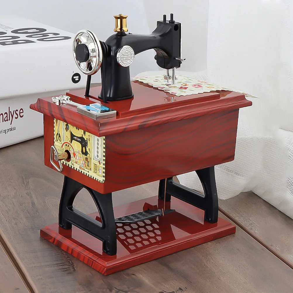 Sewing Machine Music Box Children's Day Gift Vintage Birthday Brown Desktop Decoration Supply