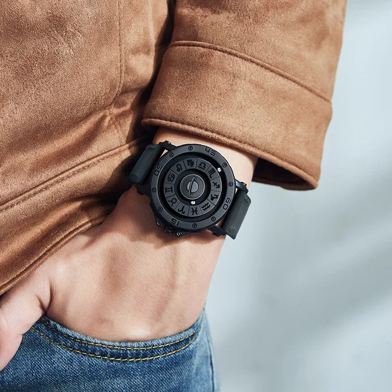 DOM 1733 Constellation Magnetic Suspension Watch Quartz Movement Waterproof Fashion Personalized Men's Watch Relogios Masculino