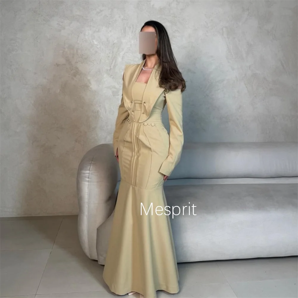 Customized Elegant Jersey Pleat Ruffle Trumpet Square Neck Long Bespoke Occasion Prom Dresses Chinese Style