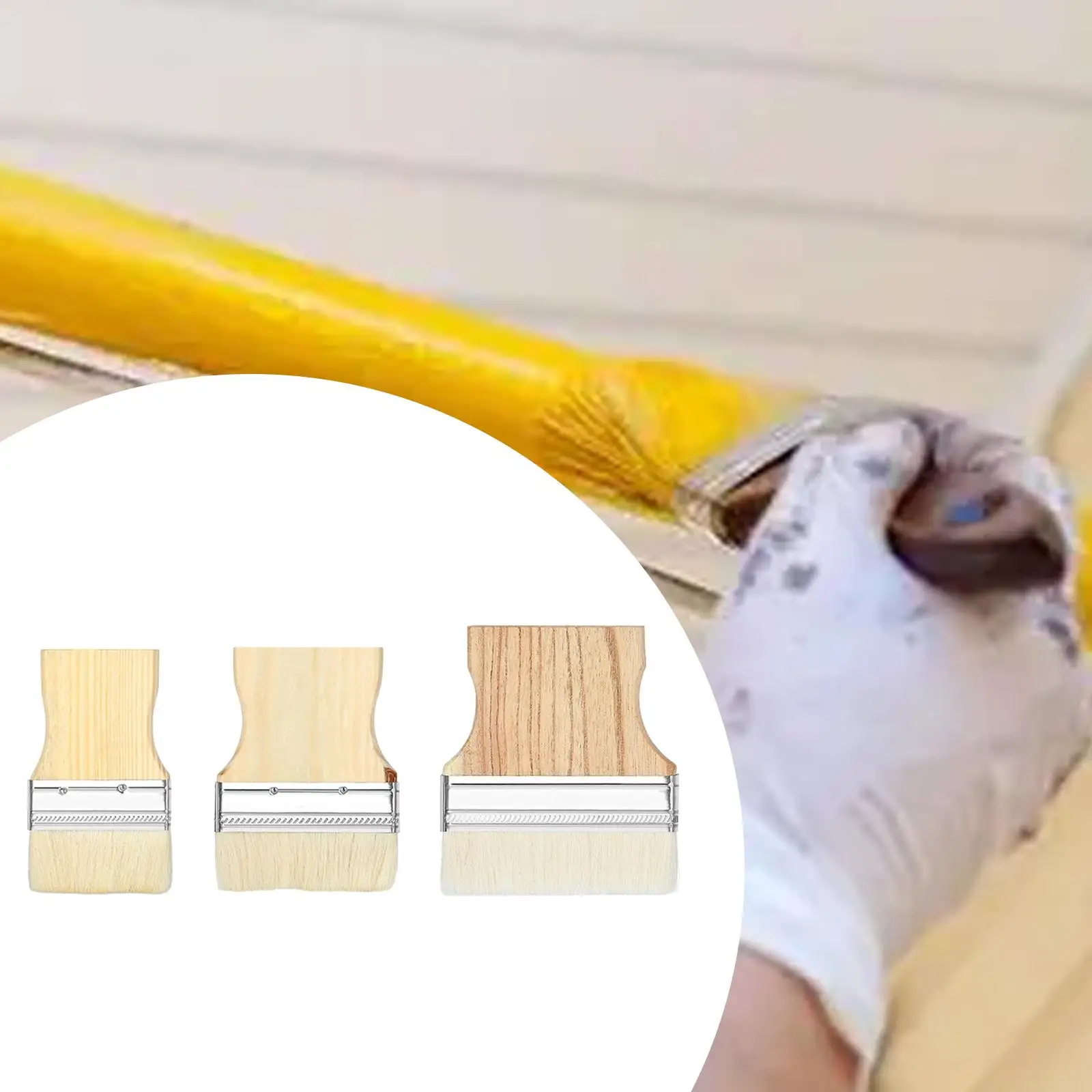 3x Flat Paddle Paint Brushes Wide Paint Brush Lightweight Variety Angle
