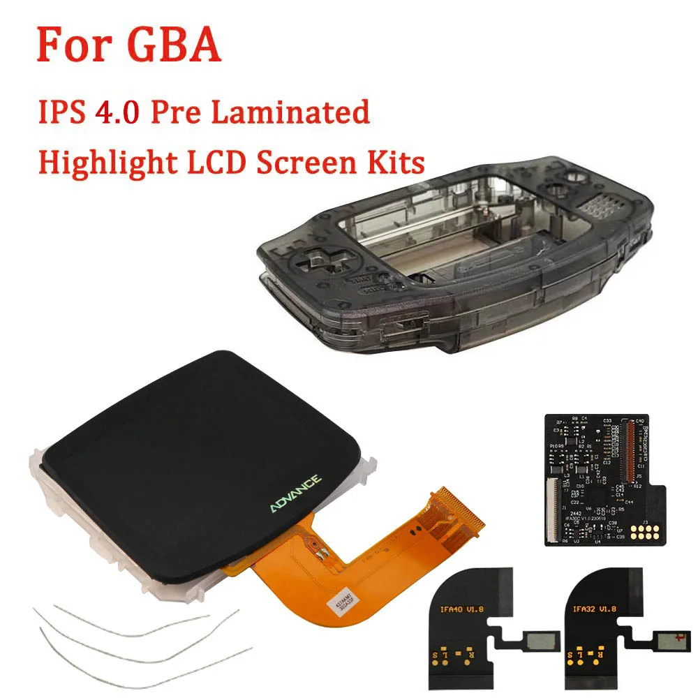 New IPS V4 Pre Laminated Screen LCD Kits for Nintend GBA Backlight LCD Screen 15 Levels High Brightness IPS LCD V4.0 Screen Kits