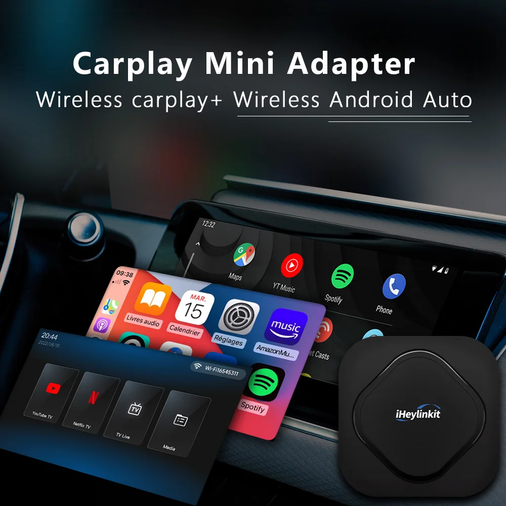 

iHeylinkit Wireless Carplay Android Auto Adapter HDMI Smart AI Box Support Youtube Netflix Car Accessories