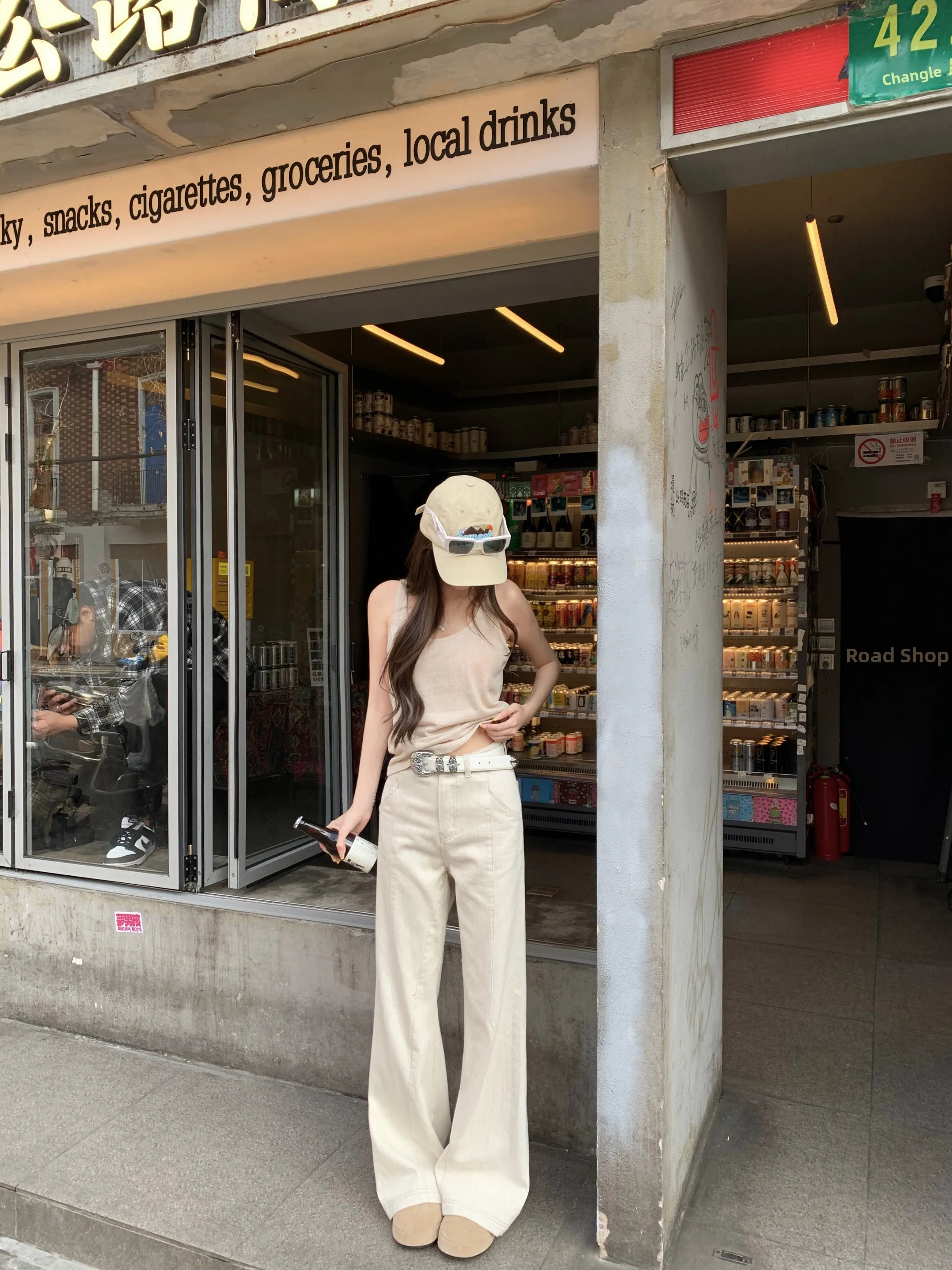 

CHICYOU женские повседневные свободные джинсовые брюки большие эластичные прямые джинсы с талией из полиэстера весенний сезон