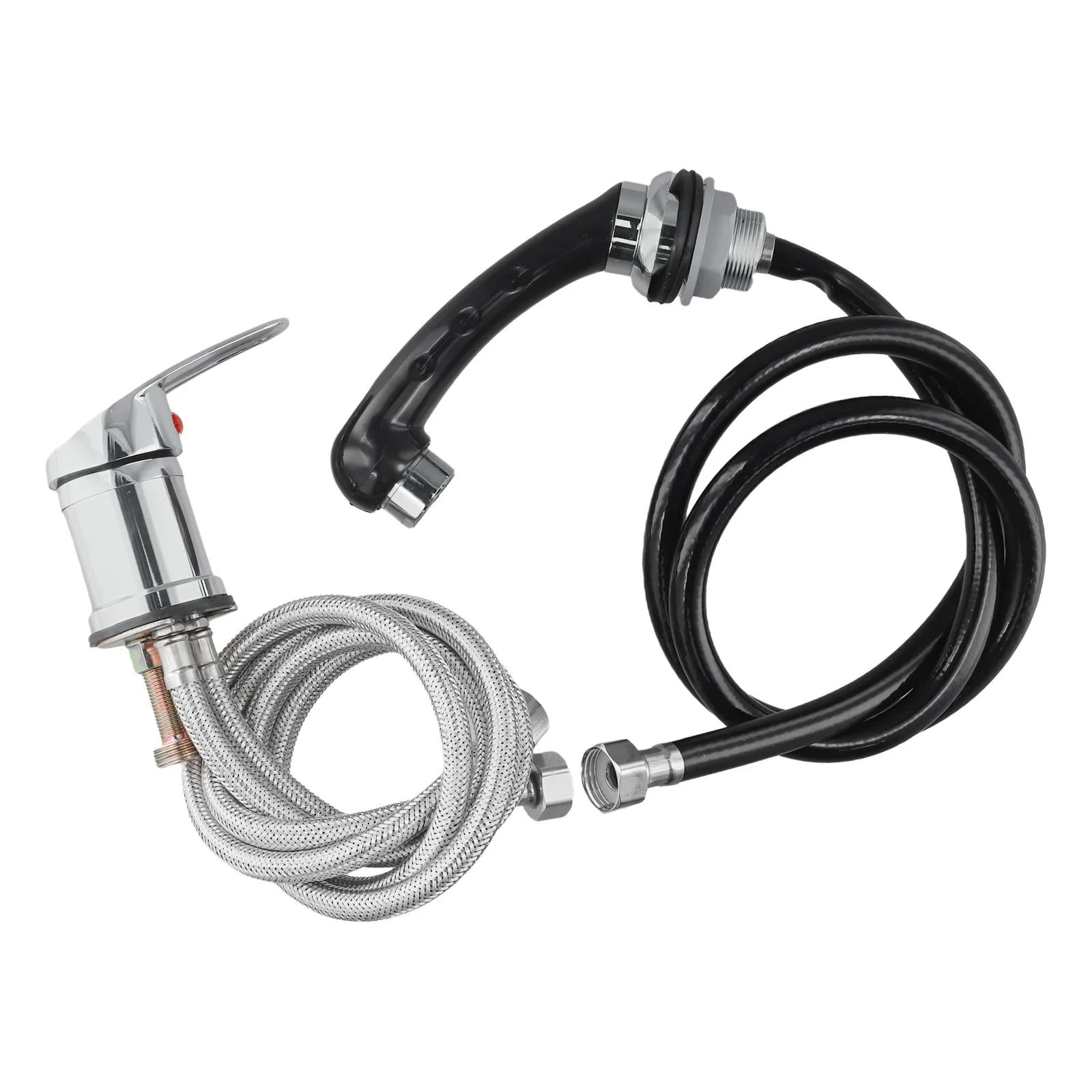 Chrome Single Handle Hairdresser Faucet Single Handle Design Three Connections Cold And Hot Water Hoses Complete Chrome Fitting