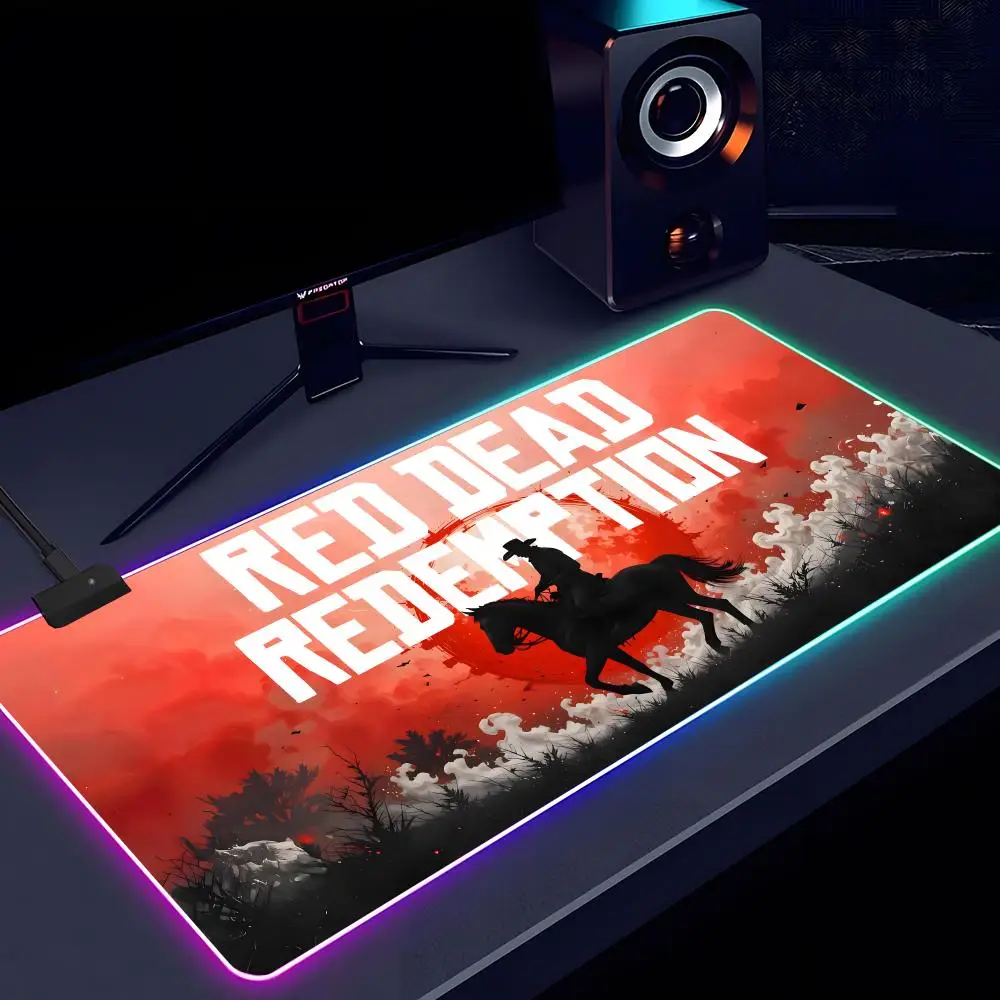 Red Dead Redemption 2 Mouse Pad RGB Rubber Antislip Keyboard Pad 40x90cm Mousepad Gaming Accessories XXL Office Computer Mat view 2