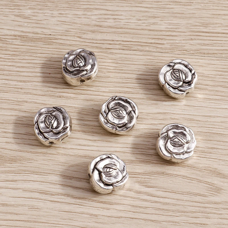 Tusember 20 Stück Antik-Silberfarbene Rosenblüten-Charms-Perlen-Anhänger für Halsketten, Ohrringe, handgefertigte Schmuckzubehörteile, DIY-Schmuck – Detail 3